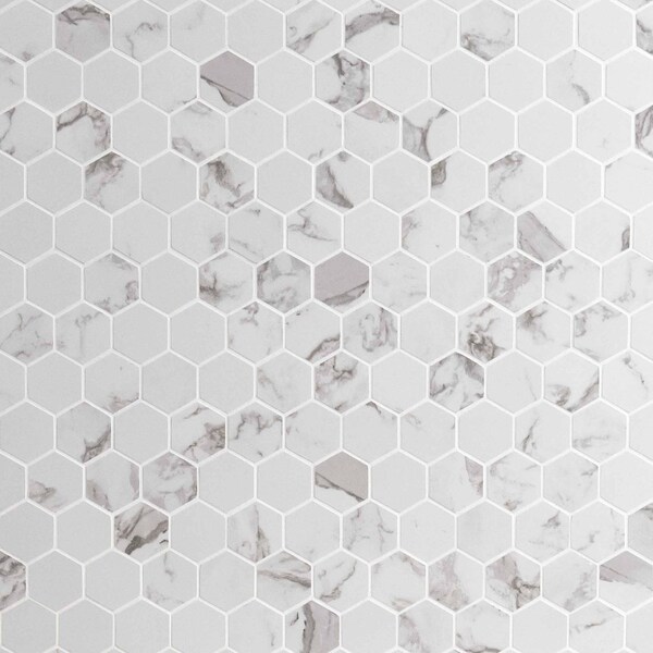 Msi Statuario Hexagon 12 In. X 12 In. X 10 Mm Glazed Porcelain Mesh-Mounted Mosaic Tile, 8PK ZOR-PT-0109 - main